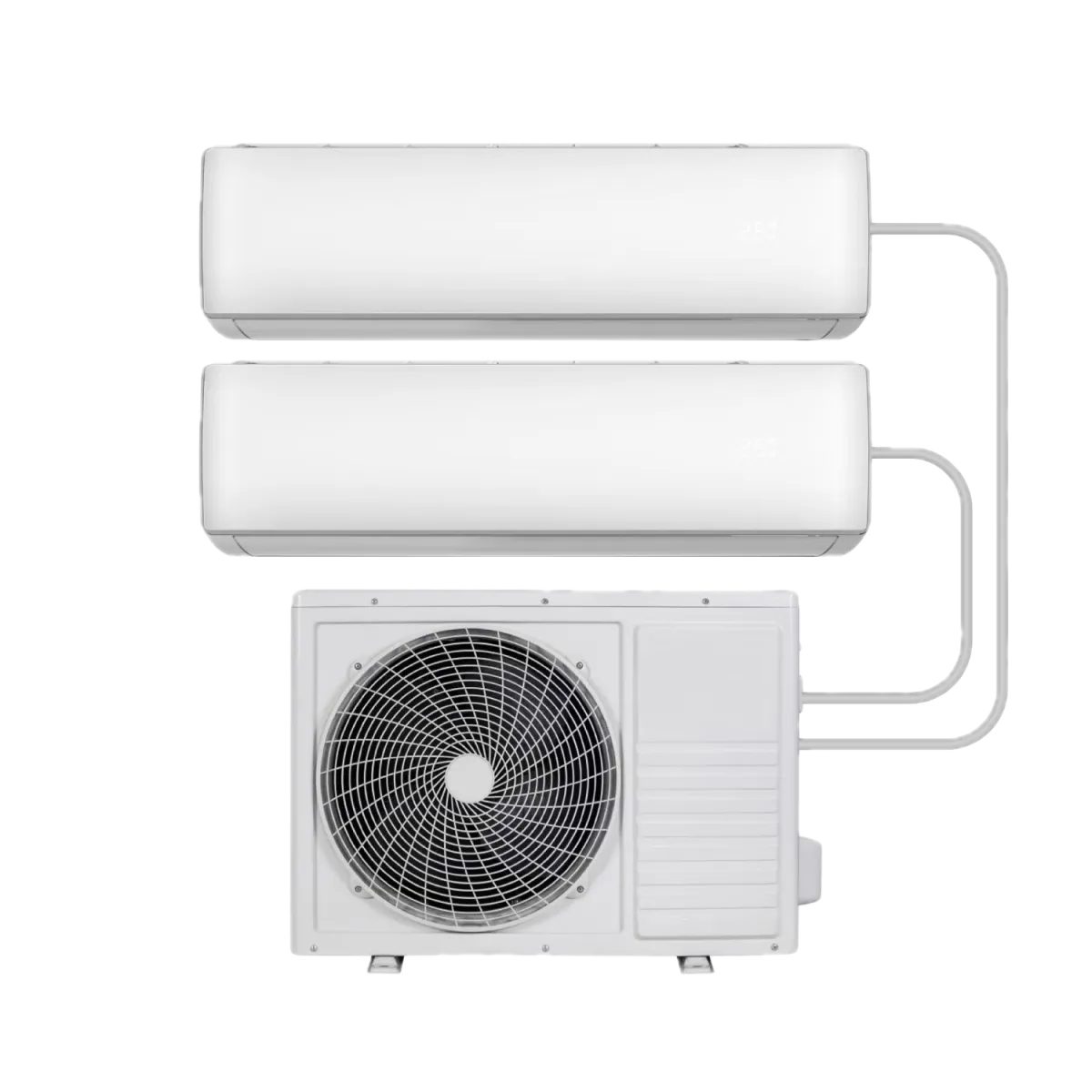 Diagram showing indoor and outdoor air conditioning unit components